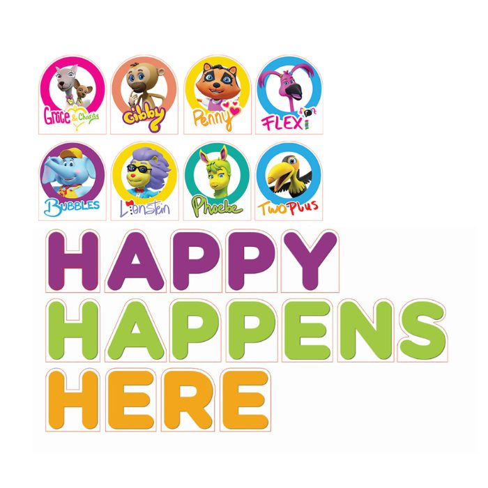 Happy Happens Here with Character Yard Sign Kit
