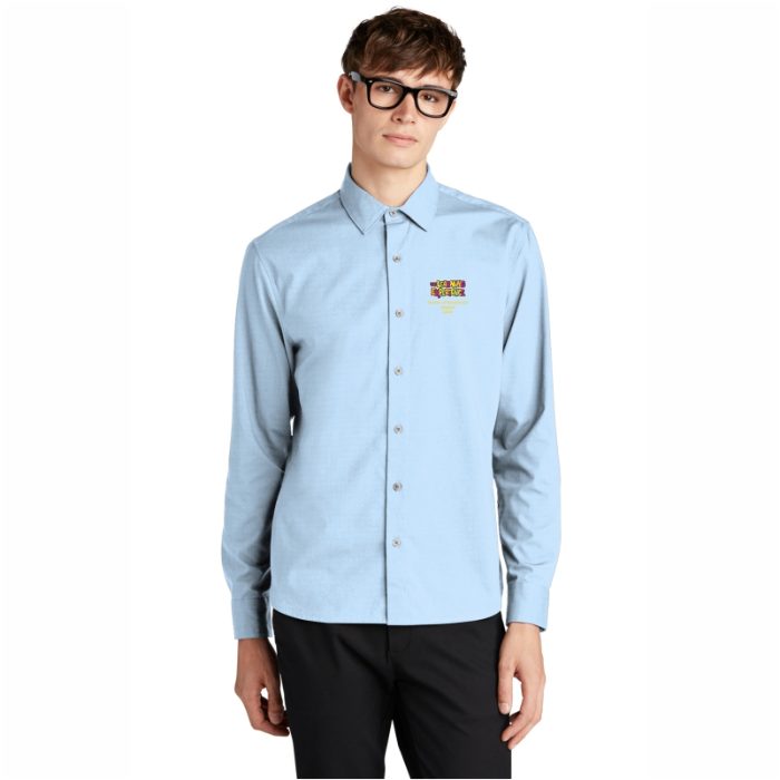 Mens Award Blue Long Sleeve Stretch Woven Shirt 2025