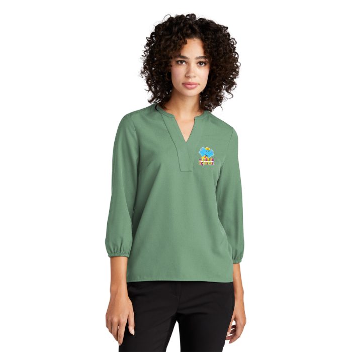 Womens Stretch Crepe ¾ sleeve Blouse