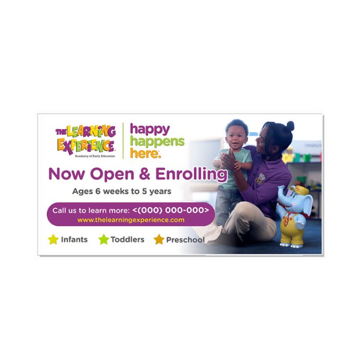 Now Open and Enrolling Banner – 4ft x 8ft with Personalization