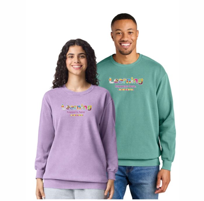 Learning Happens Here Comfort Colors Unisex Crewneck Sweatshirt